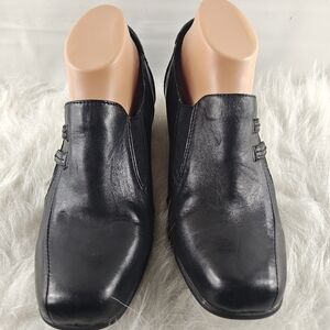 Michel M.  Black Leather Slip On women Size 9